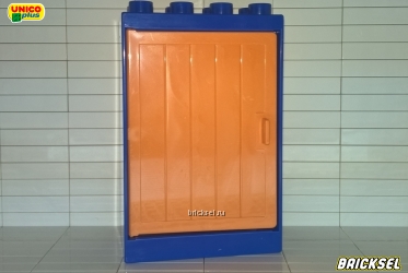 Дверь оранжевая с синей рамой