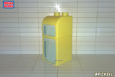 Мега Блокс Холодильник (2 кубика с наклейками) светло-желтый, Оригинал MEGA BLOKS, раритет