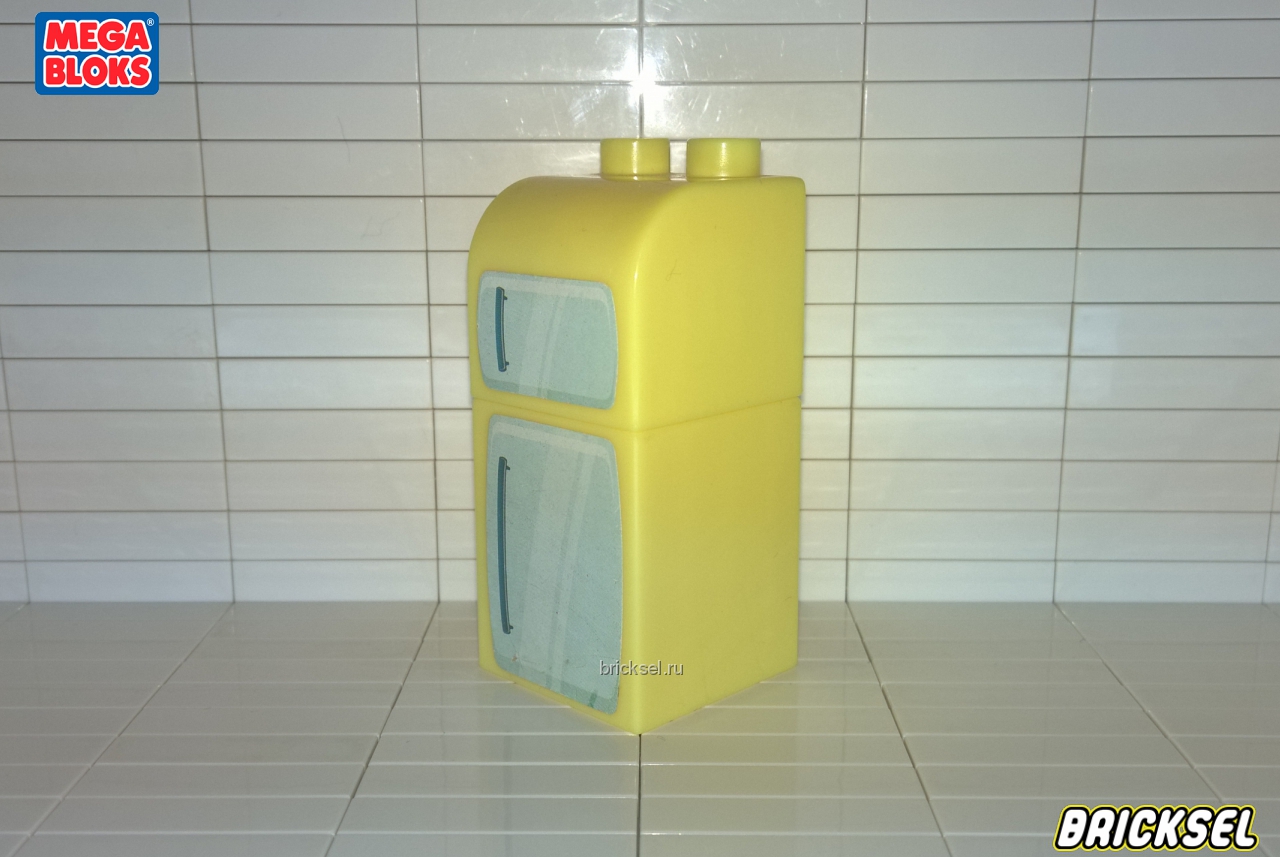 Мега Блокс Холодильник (2 кубика с наклейками) светло-желтый, Оригинал MEGA BLOKS, раритет