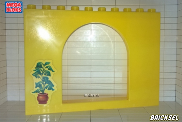 Стена с проходом аркой и высоким цветком в горшке 1х10 желтая