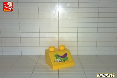 Прилавок с Баклажанами, кубик скос 2х2 в 1х2 с наклейкой желтый