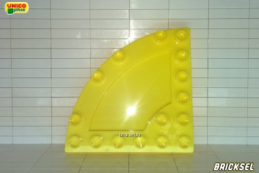 Пластина 6х6 четверть круга с гладкой частью ярко-желтая