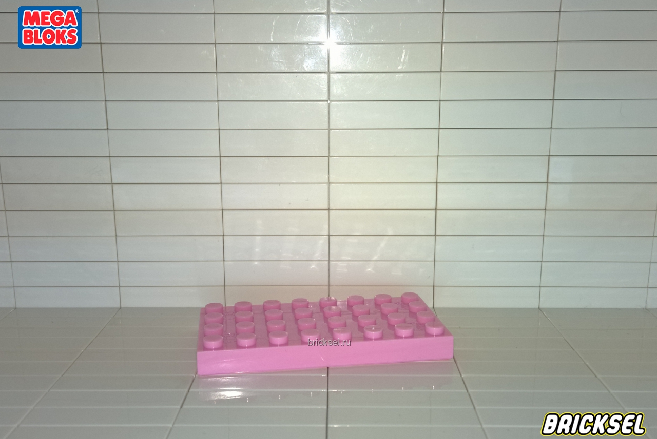 Мега Блокс Пластинка-переходник с дупло 2х4 на мелкое 4х8 лего розовая (универсальная крупное/мелкое лего, вставка в большую пластину переходник), Оригинал MEGA BLOKS, редкая