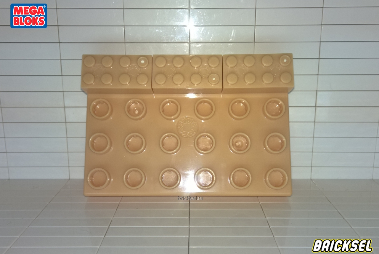 Мега Блокс Комплект пластина 4х6 с 3-мя кубиками мелого лего 2х4 бежевый, Оригинал MEGA BLOKS, не частая