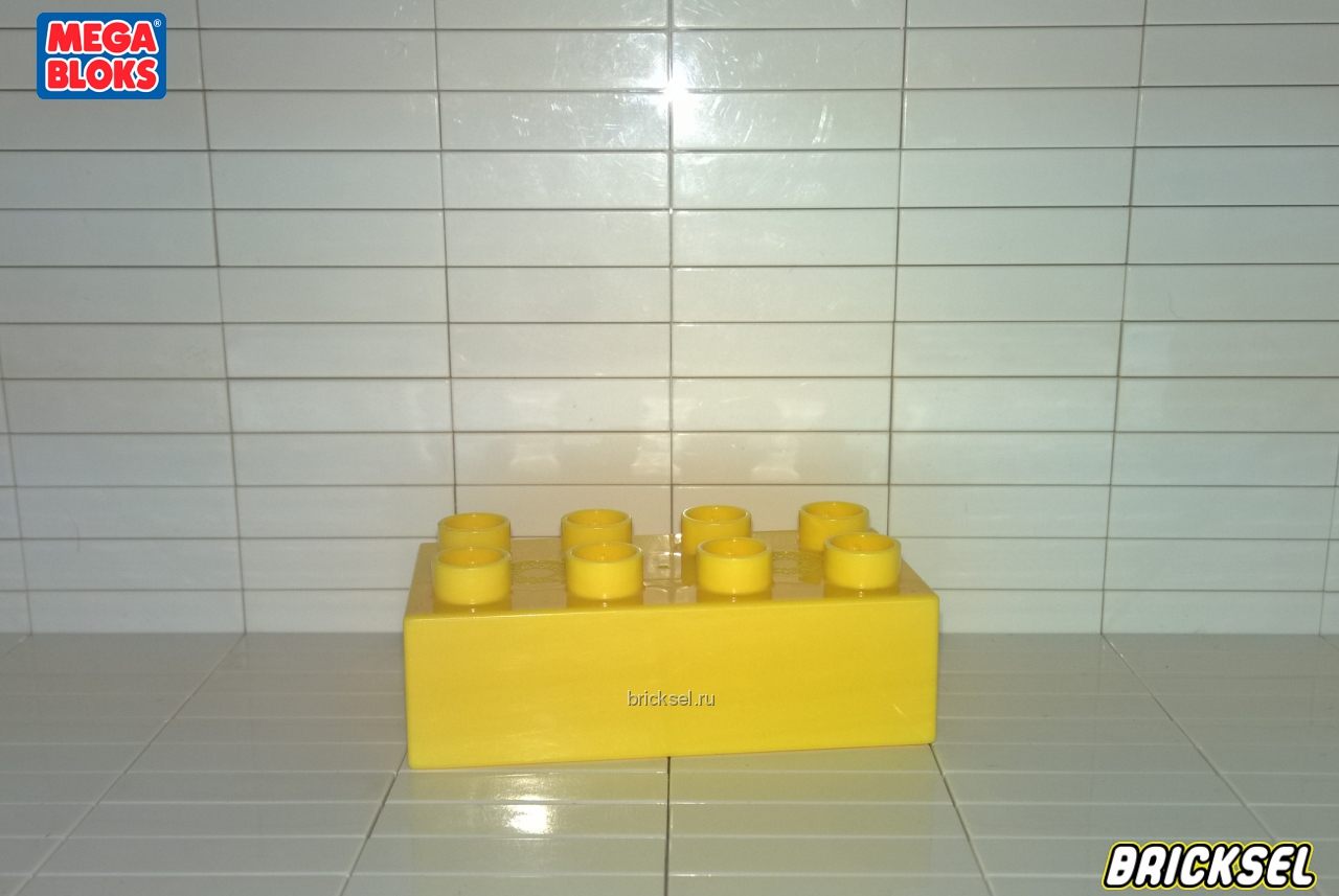 Мега Блокс Кубик 2х4 желтый, Оригинал MEGA BLOKS, частый
