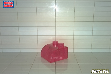 Кубик скос 2х2 в 1х2 закругленный прозрачный розовый с блестками