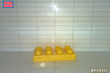 Мега Блокс Пластинка 2х4 желтая перламутровая, Оригинал MEGA BLOKS, редкая