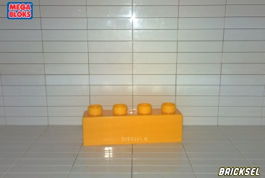 Мега Блокс Кубик 1х4 темно-желтый, Оригинал MEGA BLOKS, редкий
