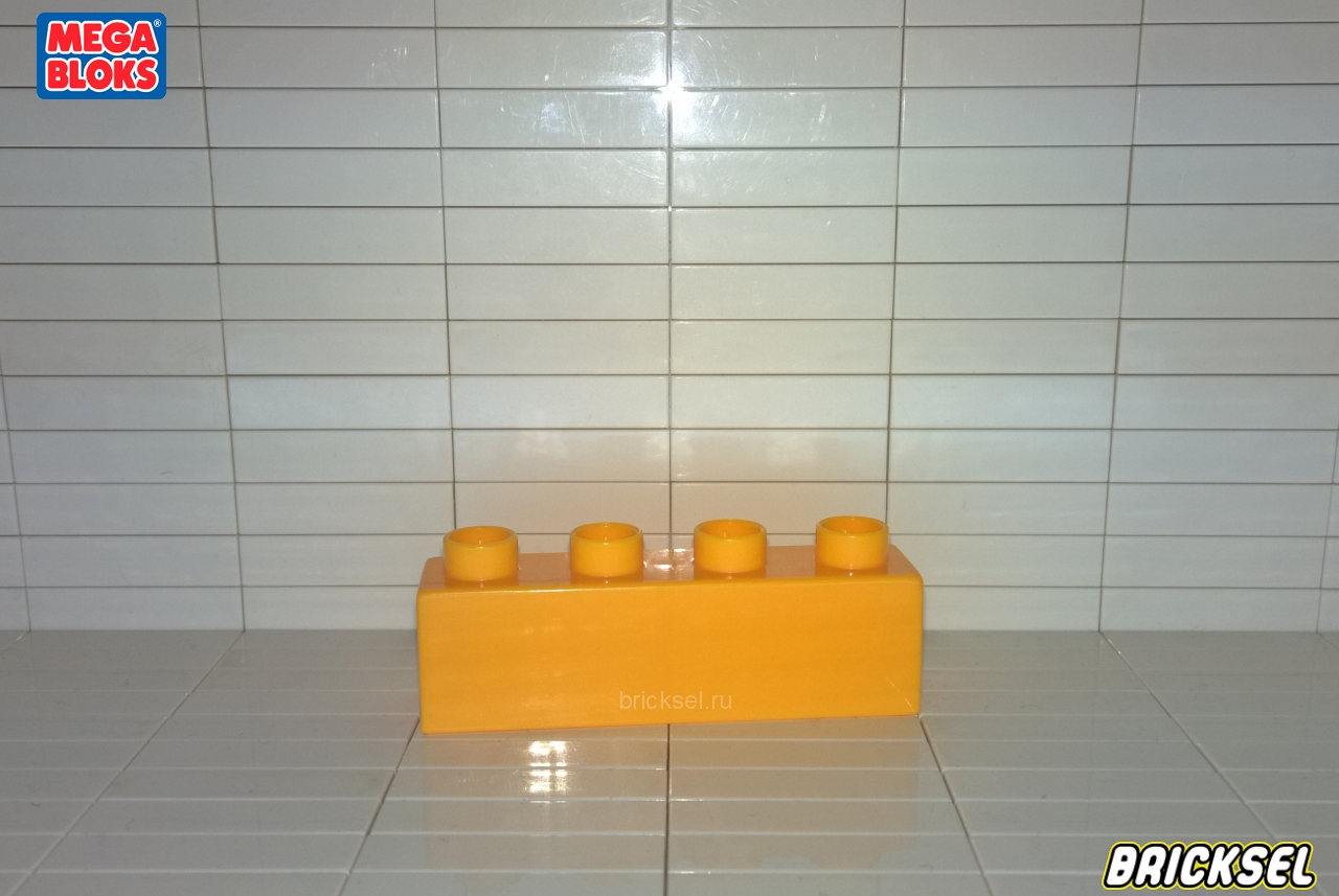 Мега Блокс Кубик 1х4 темно-желтый, Оригинал MEGA BLOKS, редкий