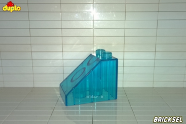 Кубик скос LEGO DUPLO 2х3 большой прозрачный голубой