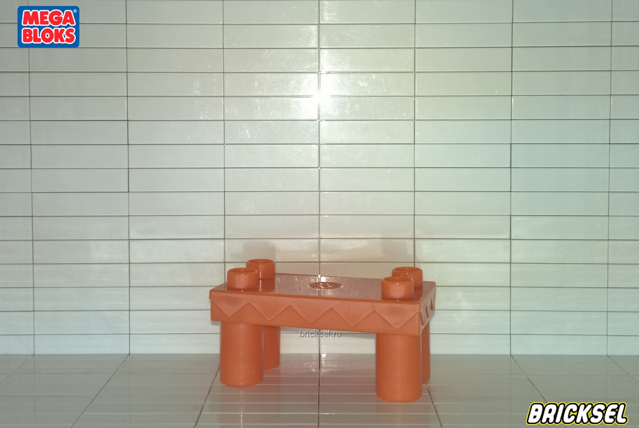 Мега Блокс Стол, скамейка темно-оранжевый, Оригинал MEGA BLOKS, раритет