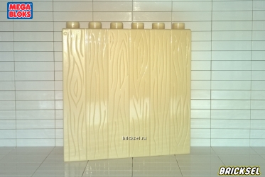 Мега Блокс Стена деревянная сплошная 1х6 бежевая, Оригинал MEGA BLOKS, раритет