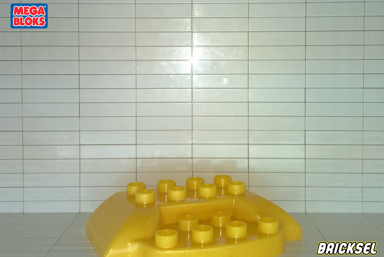 Мега Блокс Пластина 4х4 рельефная песок желтый перламутровый, Оригинал MEGA BLOKS, редкая