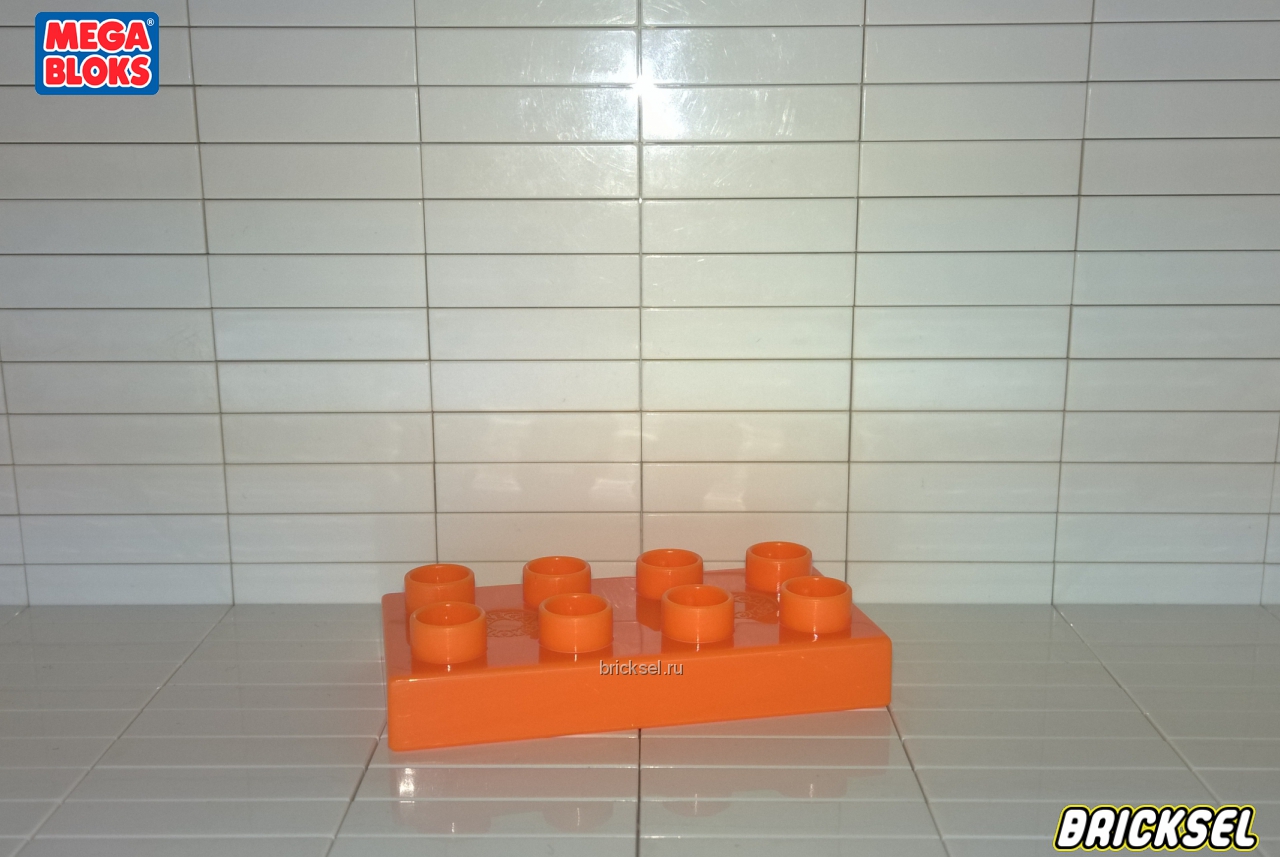 Мега Блокс Пластинка 2х4 ярко-оранжевая, Оригинал MEGA BLOKS, редкая