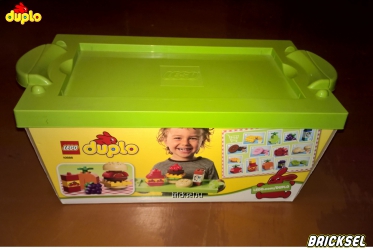 Бокс картонный с салатовой крышкой-подносом из набора LEGO DUPLO 10566: Набор для Пикника (33х18,5х13 см)