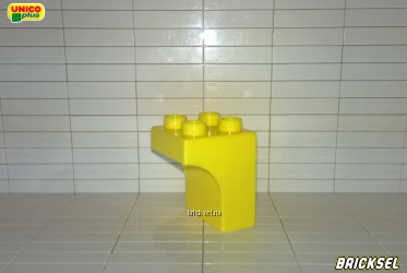 Расширительный кубик из 1х2 в 2х2 закругленный ярко-желтый