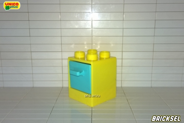 Тумба желтая с голубым ящиком