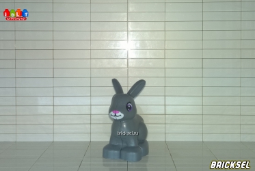 Кролик крупный с фиолетовыми глазками (первые разы туго одевается на Лего) темно-серый