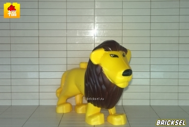 Лев с темно-коричневой гривой желтый