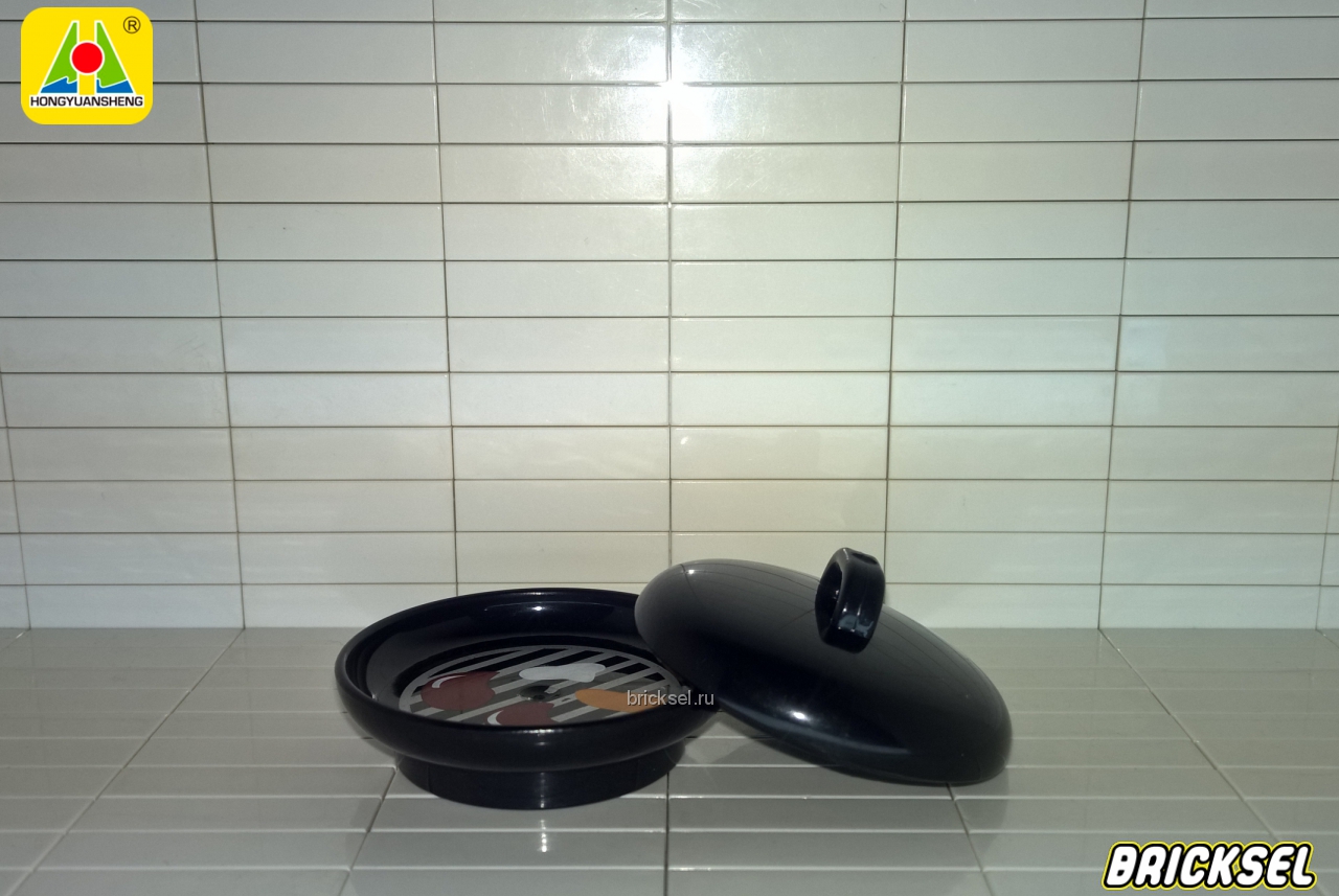Хонгюангшенг аналог Дупло Сковорода для барбекю с крышкой черная, Аналог HG (Hongyuansheng), не частая