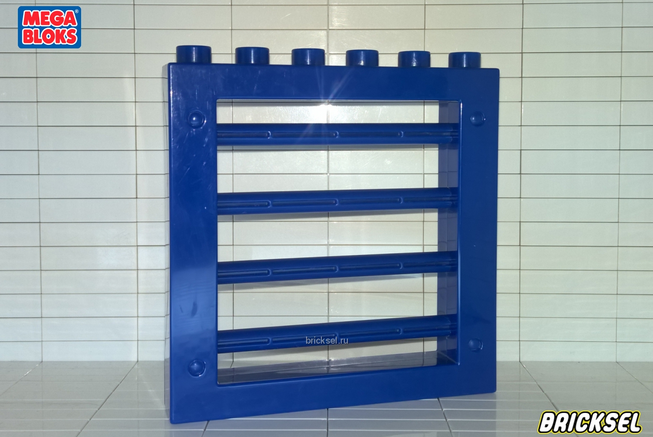Мега Блокс Стена с перекладинами 1х6 синяя, Оригинал MEGA BLOKS, раритет