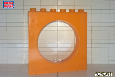 Мега Блокс Стена с круглым отверстием 1х6 светло-оранжевая, Оригинал MEGA BLOKS