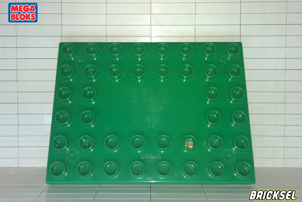 Мега Блокс Пластина с гладким центром 6х8 зеленая, Оригинал MEGA BLOKS, очень редкая