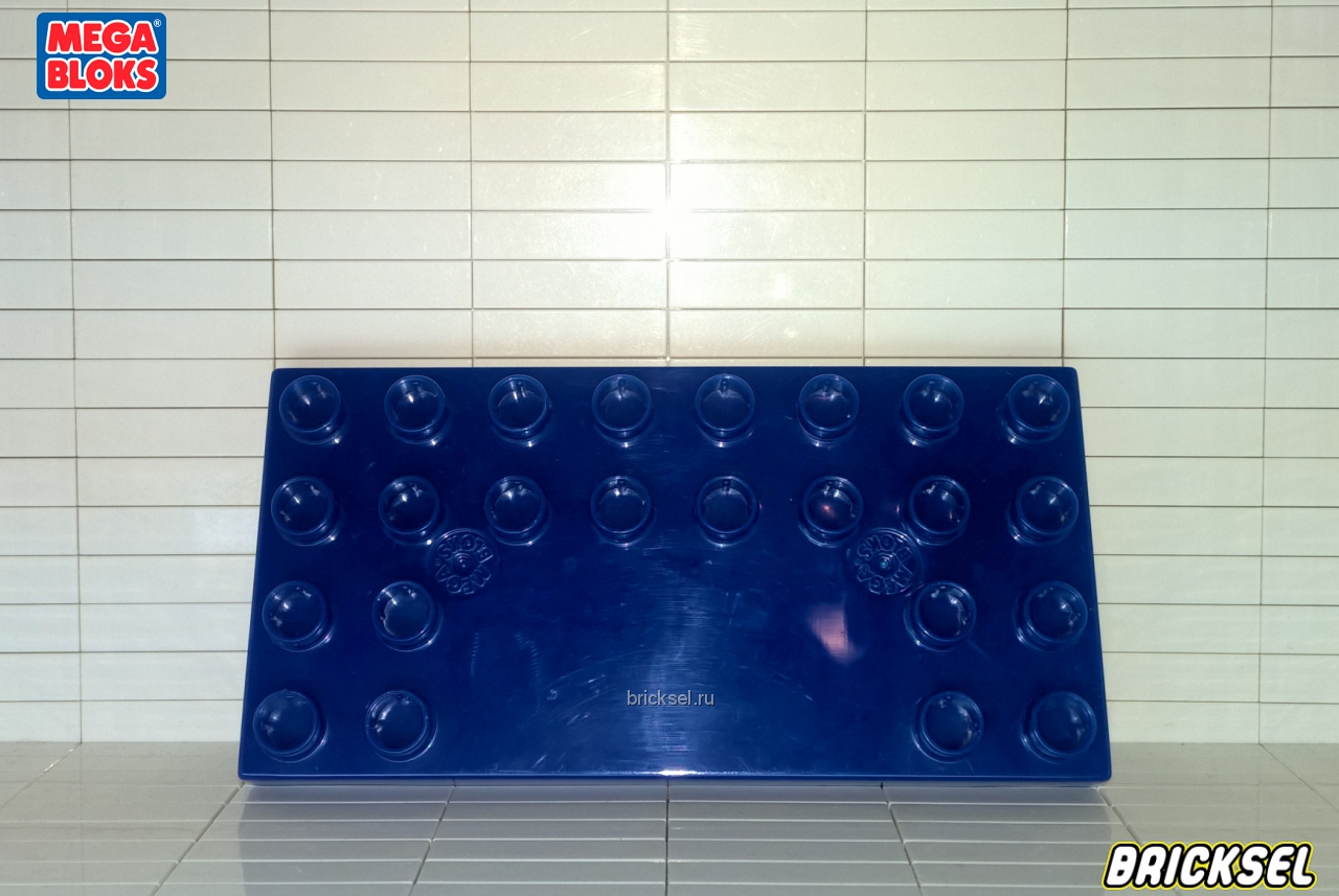 Мега Блокс Пластина 4х8 с гладким центром с одной стороны темно-синяя, Оригинал MEGA BLOKS, раритет