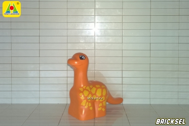 Бронтозаврик малыш оранжевый, с редкими желтыми пятнами