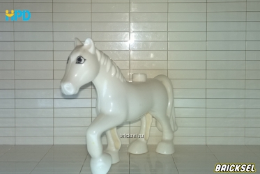 Конь, лошадь со стрелками на глазках белая