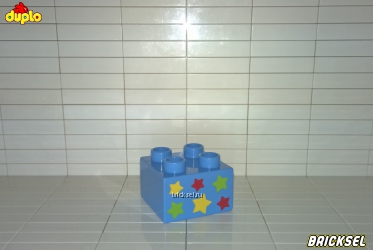 Кубик с праздничными цирковыми звездами 2х2 светло-синий