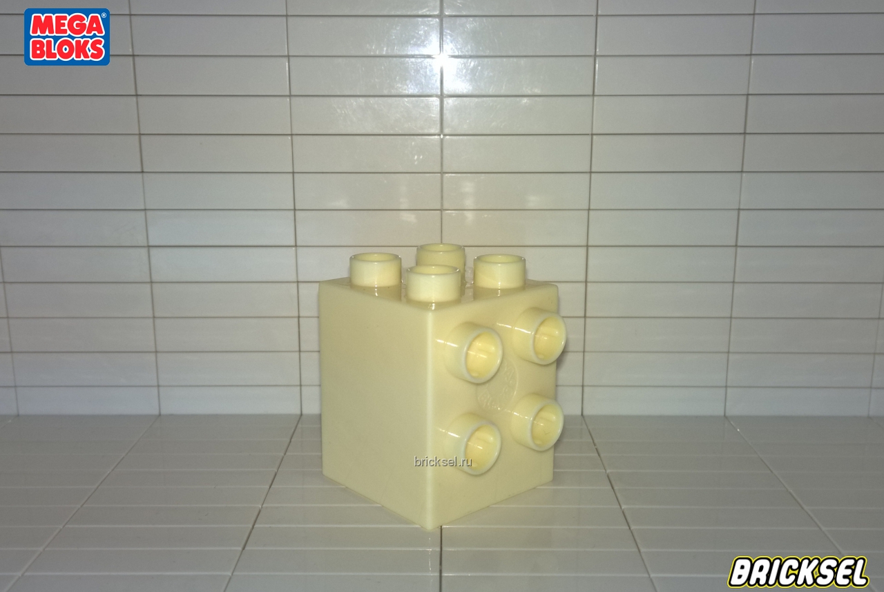 Мега Блокс Кубик крепление 2х2х2 на вертикальную плоскость кремовый, Оригинал MEGA BLOKS, редкий