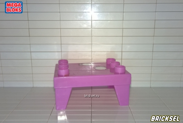 Мега Блокс Стол обеденный розовый с двумя наклейками столовых приборов, Оригинал MEGA BLOKS, раритет
