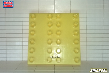 Мега Блокс Пластина 6х6 2 дорожки светло-желтая, Оригинал MEGA BLOKS, редкая