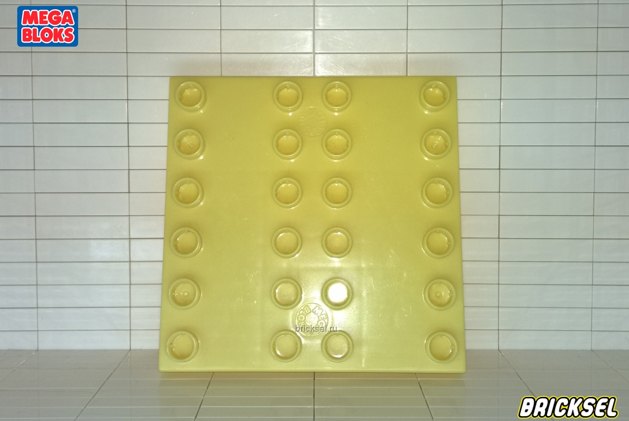 Мега Блокс Пластина 6х6 2 дорожки светло-желтая, Оригинал MEGA BLOKS, редкая