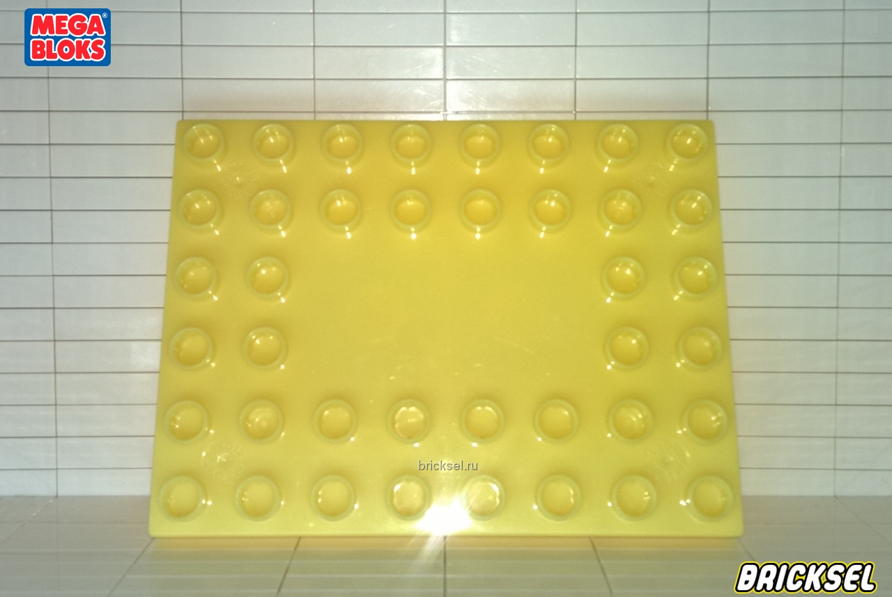 Мега Блокс Пластина 6х8 с гладким центром светло-желтая, Оригинал MEGA BLOKS, редкая