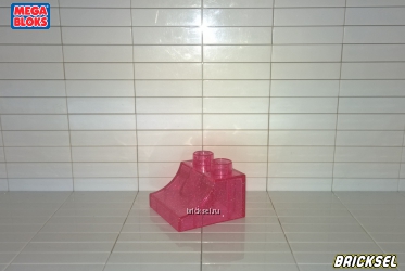 Кубик скос 2х2 малый вогнутый прозрачный розовый с блестками