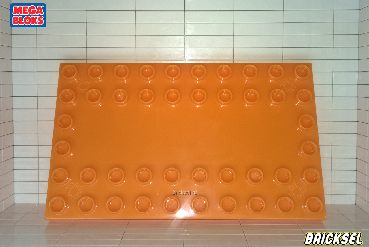 Мега Блокс Пластина 6х10 с гладким центром оранжевая, Оригинал MEGA BLOKS, редкая
