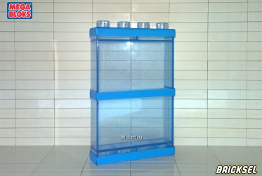 Стена-витрина прозрачная светло-синяя 1х4 с голубыми полосами