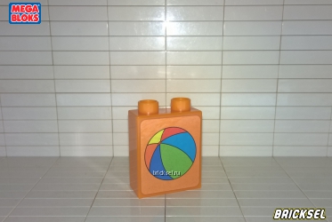 Кубик 1х2х2 с наклейкой мячик оранжевый