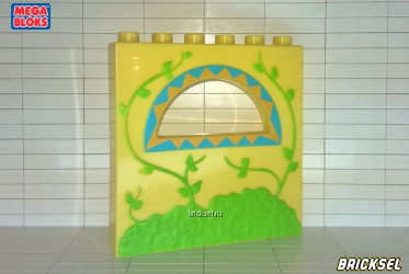 Стена 1х6 с окном и рельефной зеленью светло-желтая