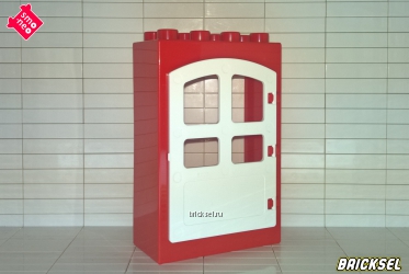 Дверь 2х4 с белой створкой красная