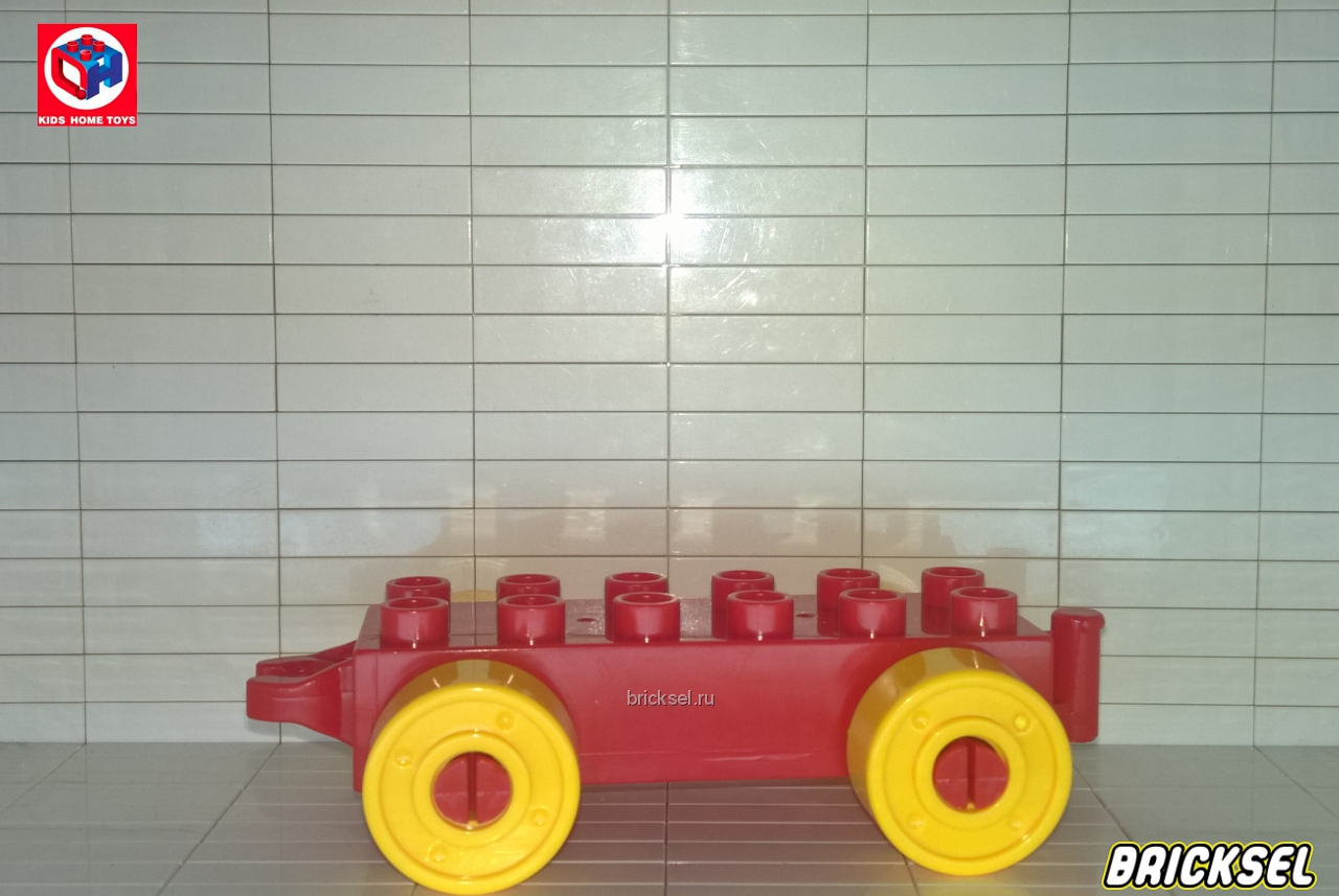 Кидс Хоум Тойс Дупло Колесная база 2х6 с желтыми колесами красная, Аналог KHT (Kids Home Toys)