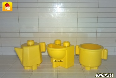 Набор из трех элементов, желтый (чайник, кастрюля, умывальник)