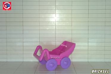Коляска розовая с сиреневыми колесами