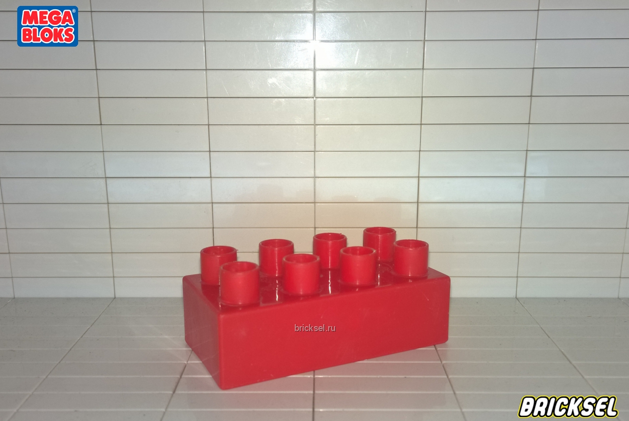 Мега Блокс Кубик с высокими штырьками 2х4 красный, Оригинал MEGA BLOKS