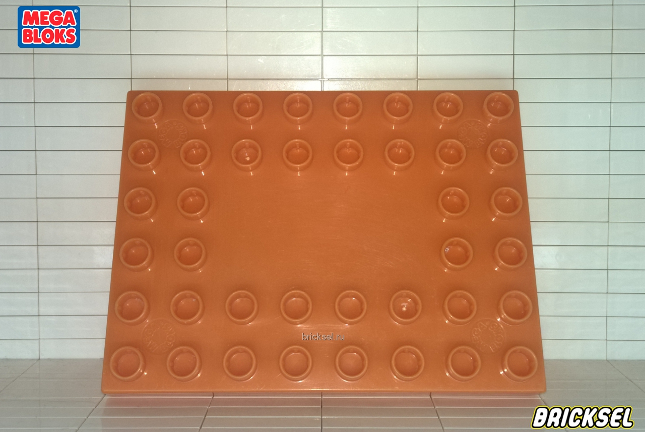 Мега Блокс Пластина 6х8 с гладким центром темно-оранжевая, Оригинал MEGA BLOKS