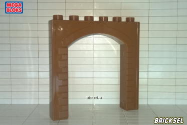 Мега Блокс Стена-арка, вход с кирпичной окантовкой 1х6 коричневая, Оригинал MEGA BLOKS