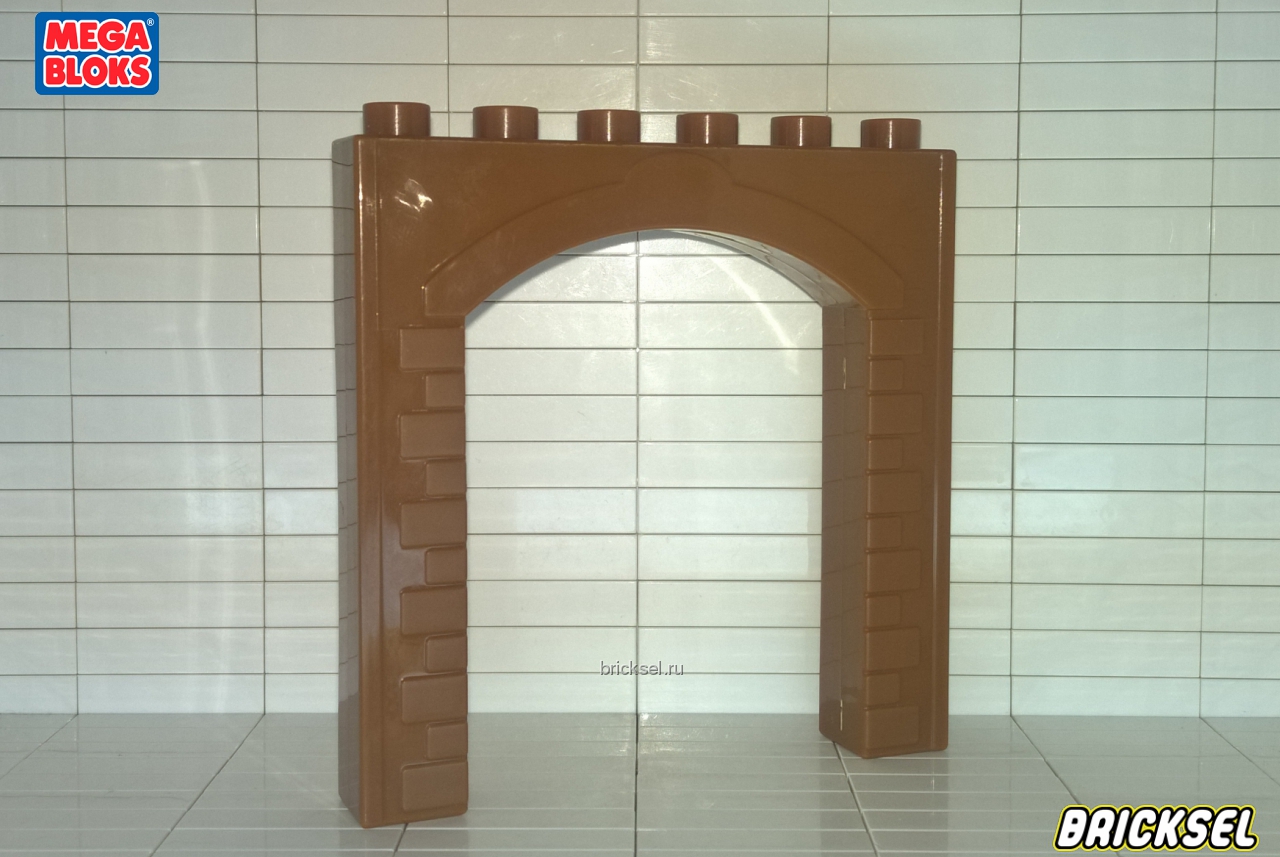 Мега Блокс Стена-арка, вход с кирпичной окантовкой 1х6 коричневая, Оригинал MEGA BLOKS