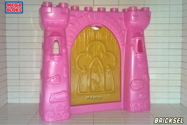 Стена вход в замок перламутровый розовый с откидной дверью золотой